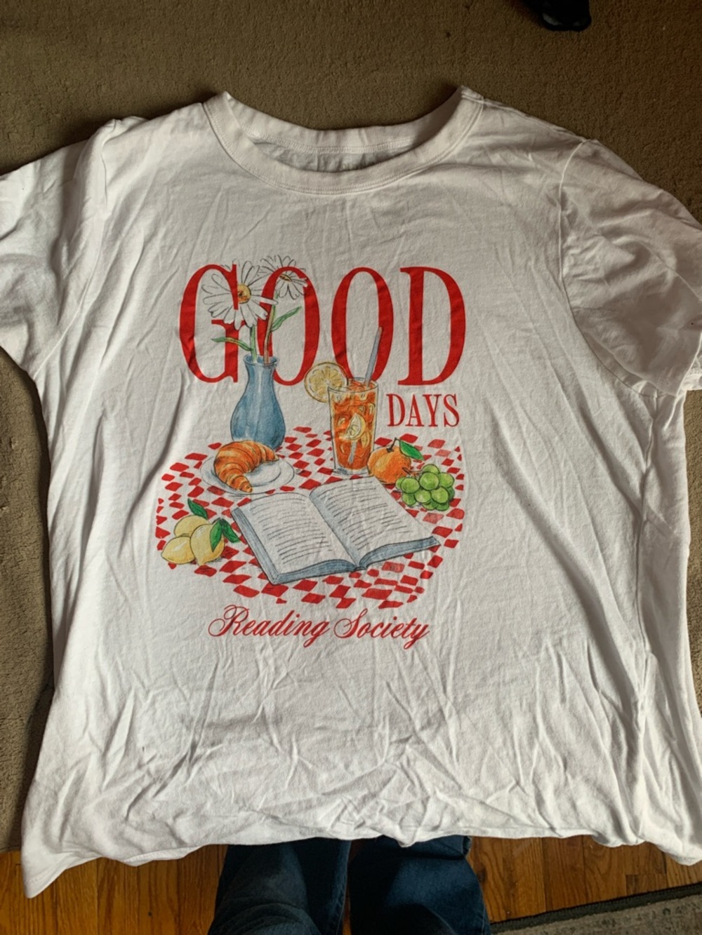 Old Navy White Graphic 'Good Days' Short Sleeve Tee